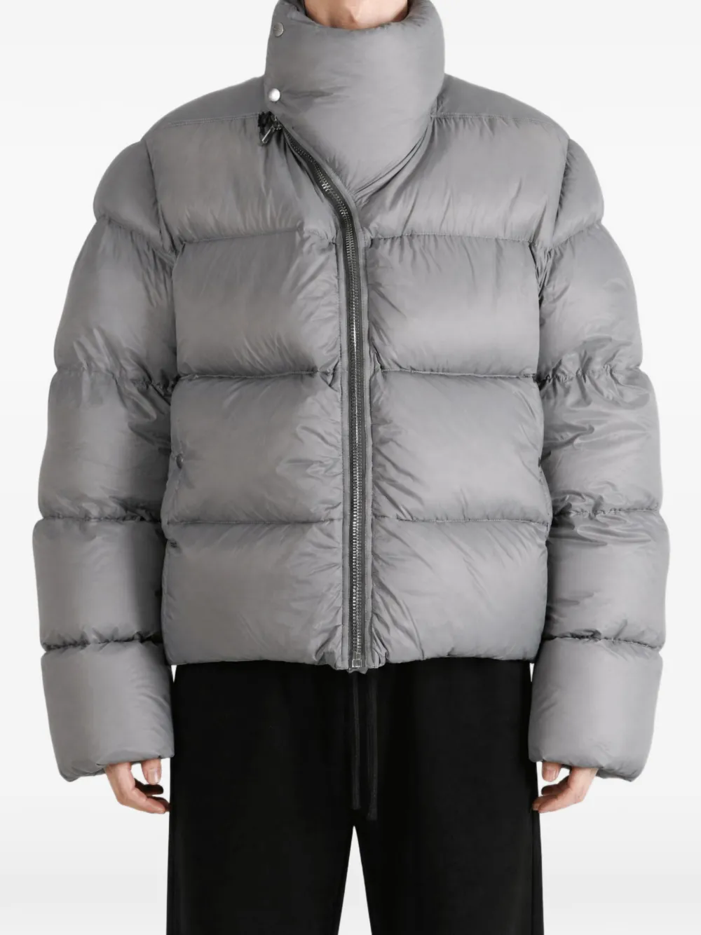 Rick Owens Gewatteerd jack met hoge hals Grijs