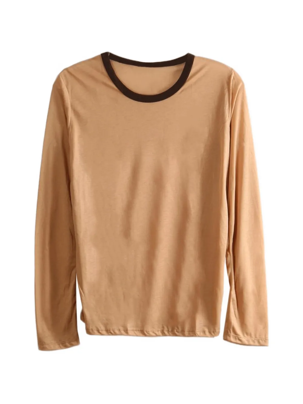 Baserange Contrast-trim Long-sleeve T-shirt In Neutrals