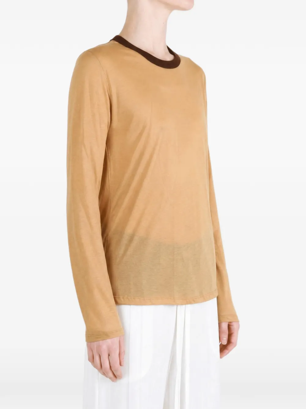 Baserange T-shirt met contrasterende afwerking Beige