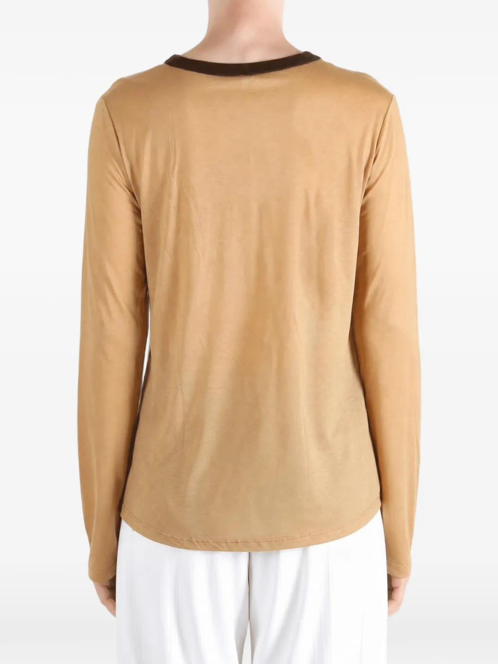 Baserange T-shirt met contrasterende afwerking Beige