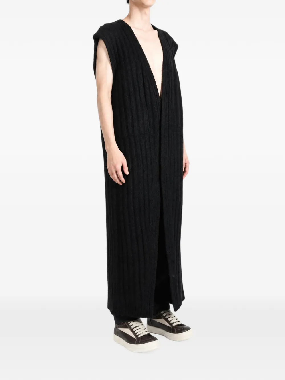 Rick Owens Ribgebreid mouwloos vest Zwart