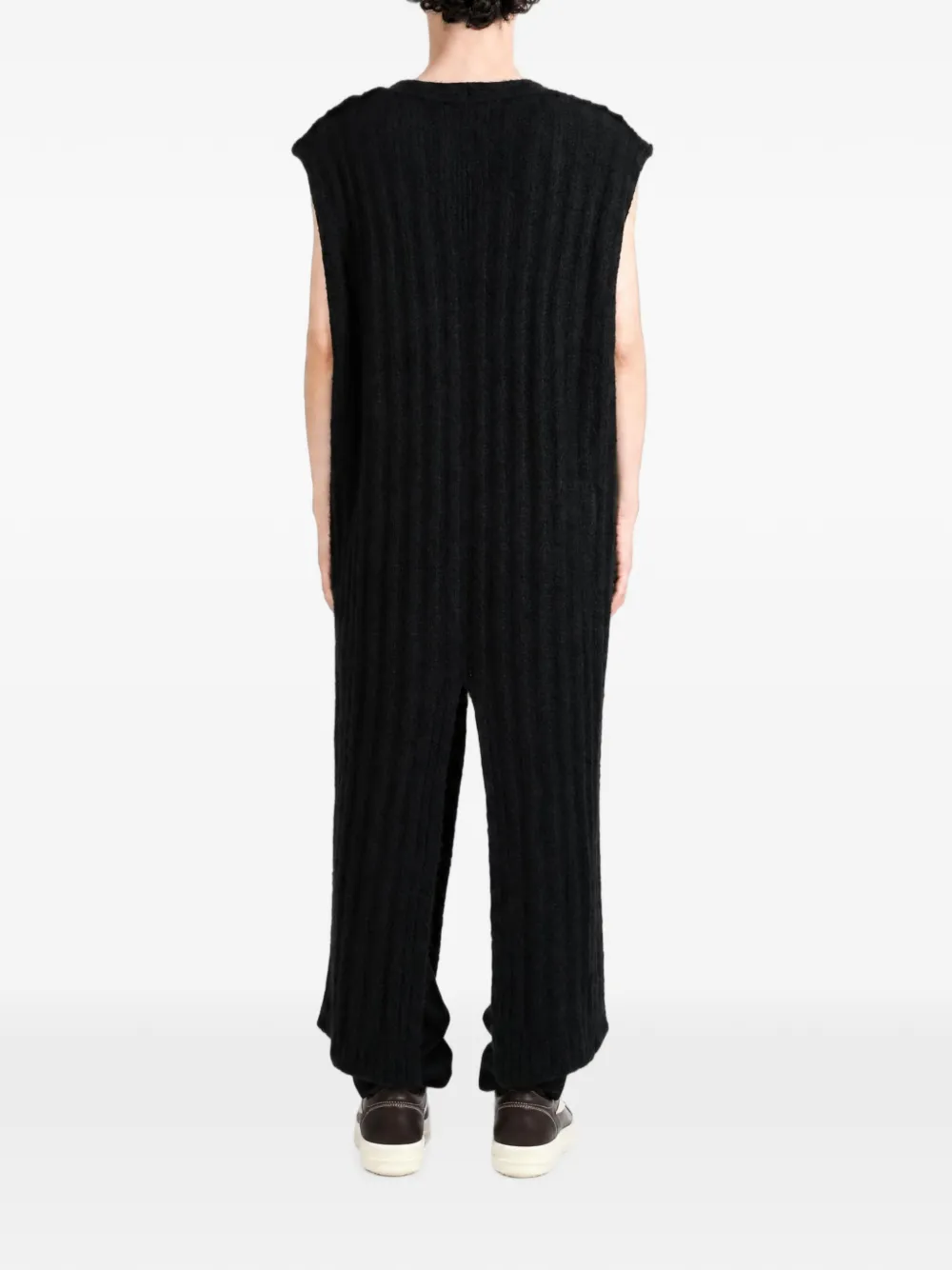 Rick Owens Ribgebreid mouwloos vest Zwart