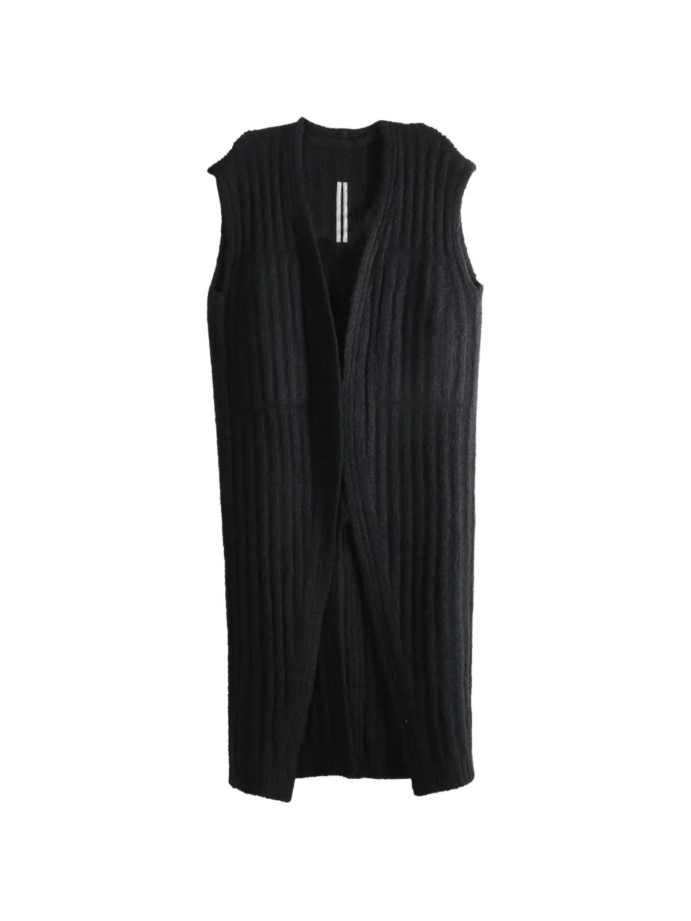 Rick Owens ribbed-knit sleeveless cardicoat - Nero