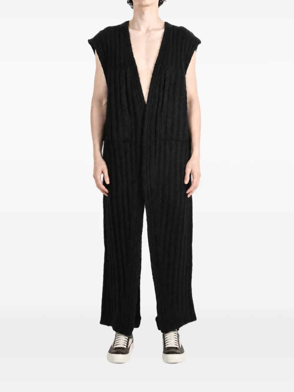 Rick Owens Ribgebreid mouwloos vest Zwart