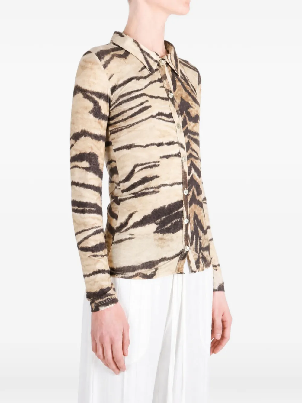 Baserange Blouse met tijgerprint Beige
