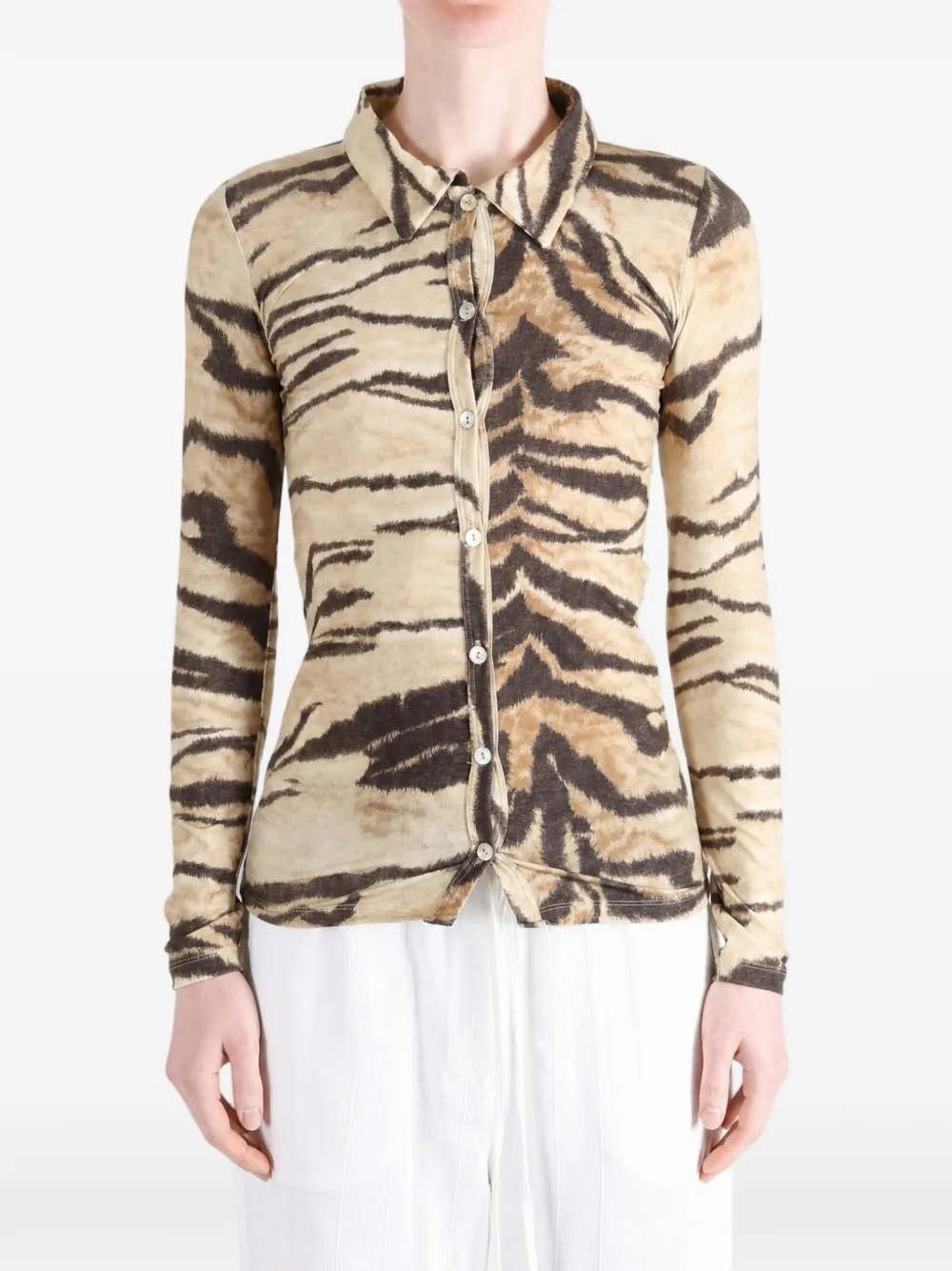 Baserange Blouse met tijgerprint Beige