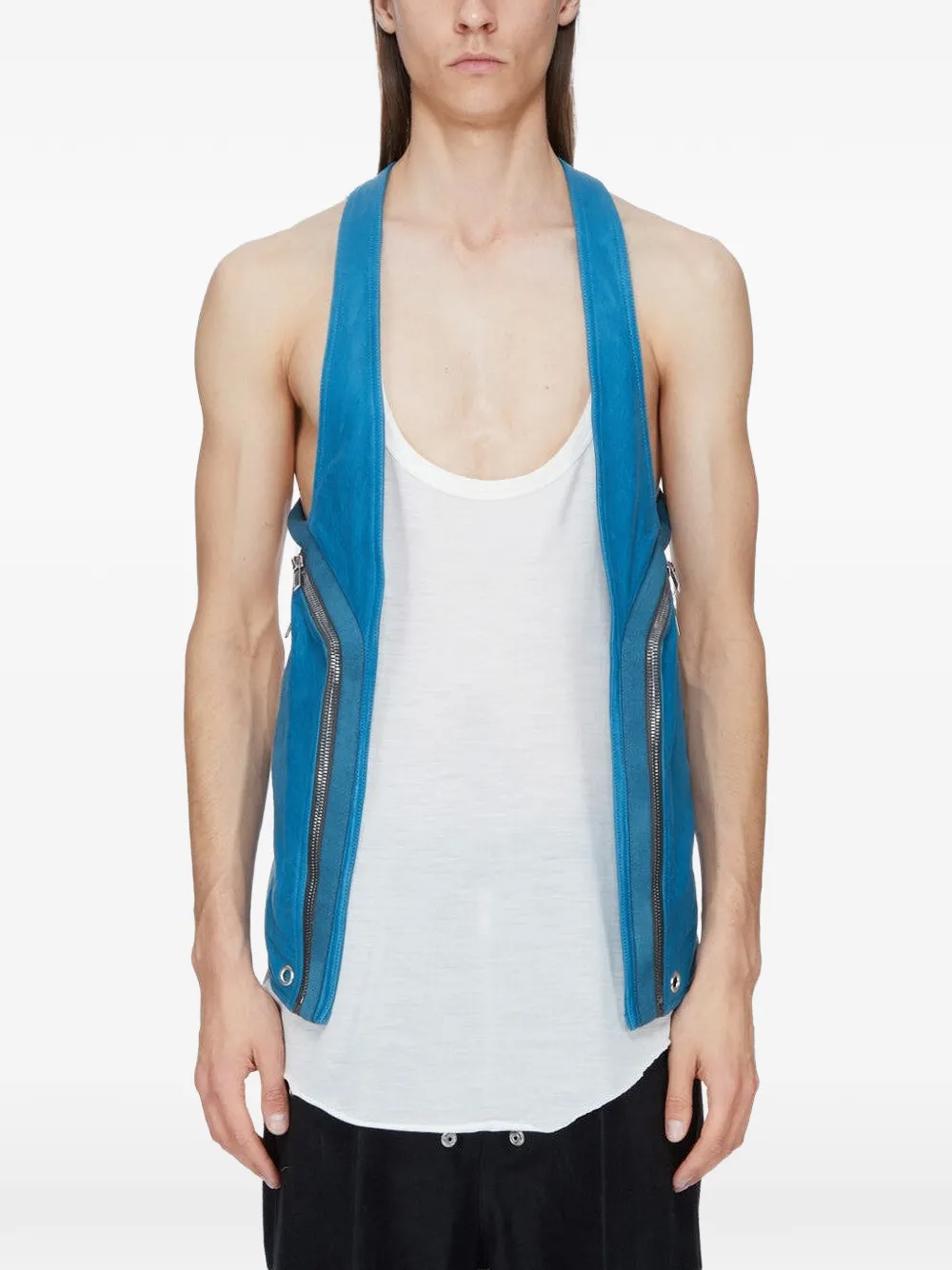 Rick Owens Temple leren bodywarmer met ritsdetail Zwart