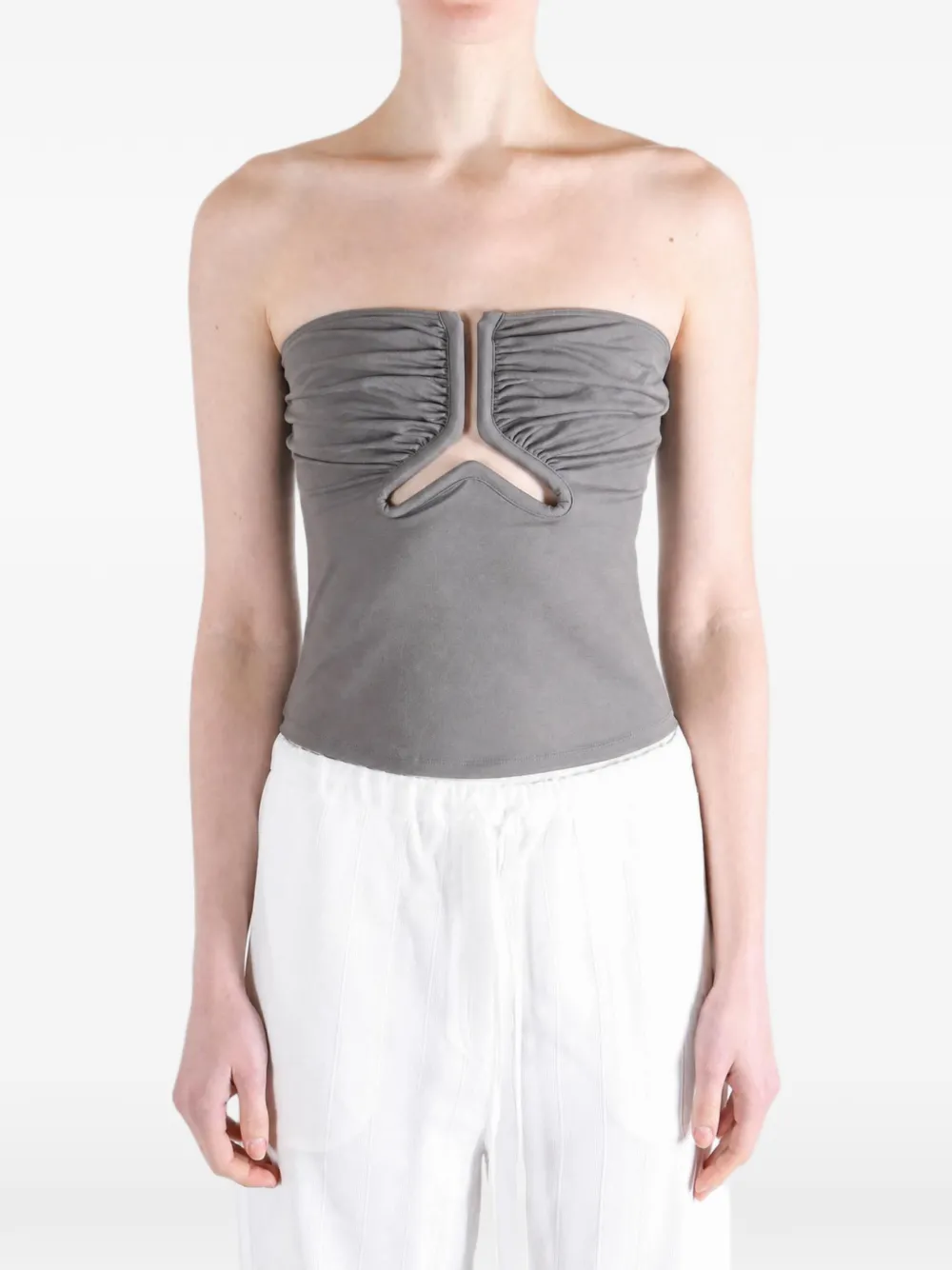 Rick Owens cut-out ruched top - Grigio