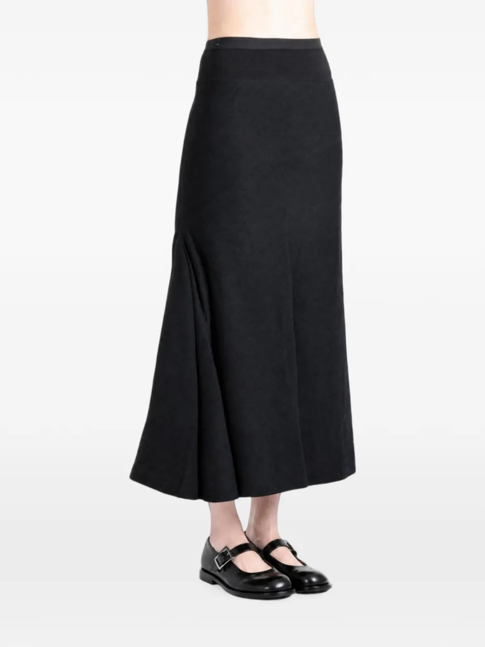 Rick Owens Calf Bias asymmetrische midi-rok met geribbelde taille Zwart