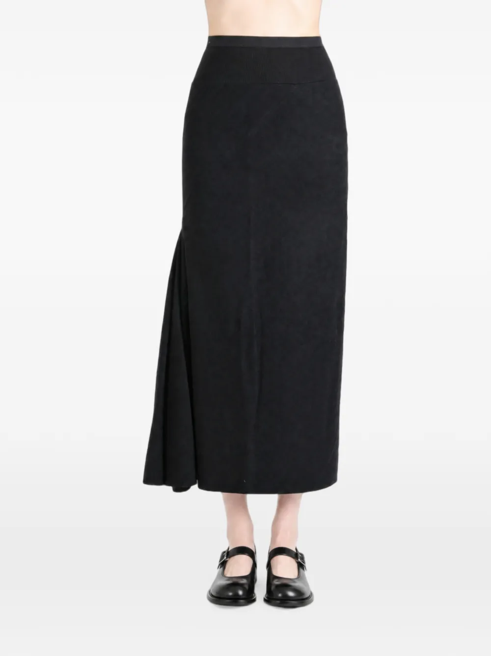 Rick Owens Calf Bias asymmetrische midi-rok met geribbelde taille Zwart