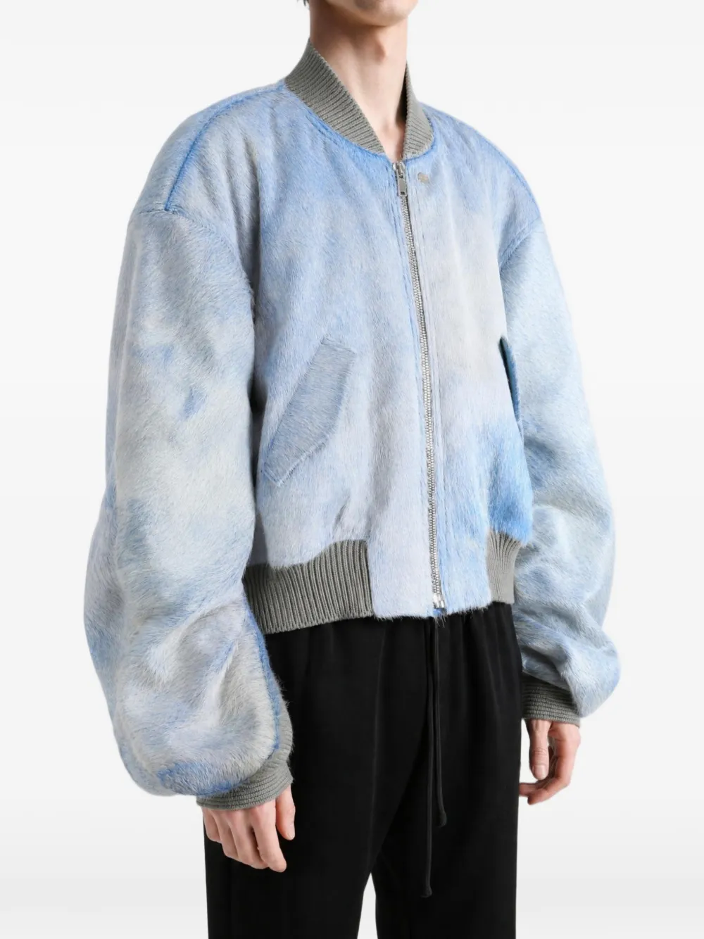 Rick Owens Secchia Flight leren bomberjack met rits Blauw