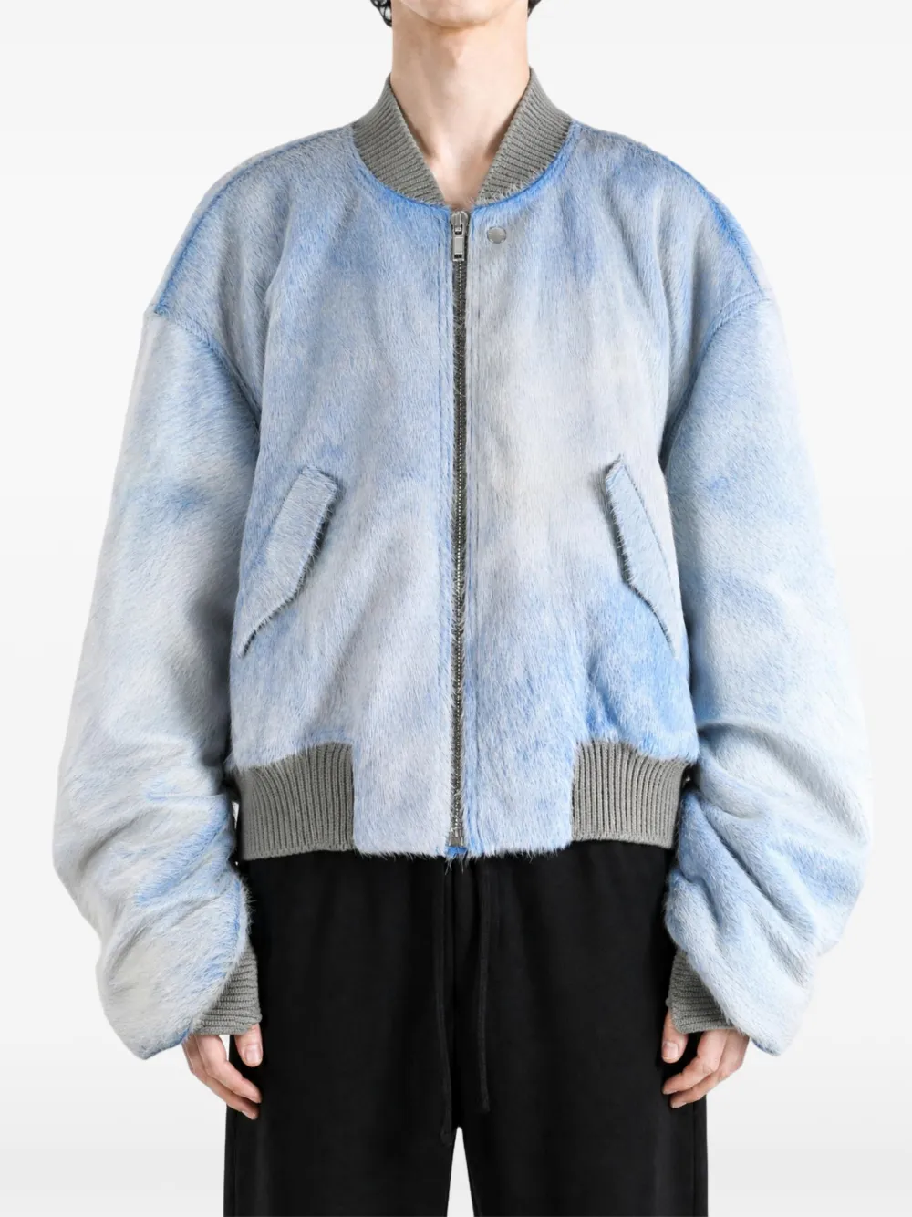 Rick Owens Secchia Flight leren bomberjack met rits Blauw