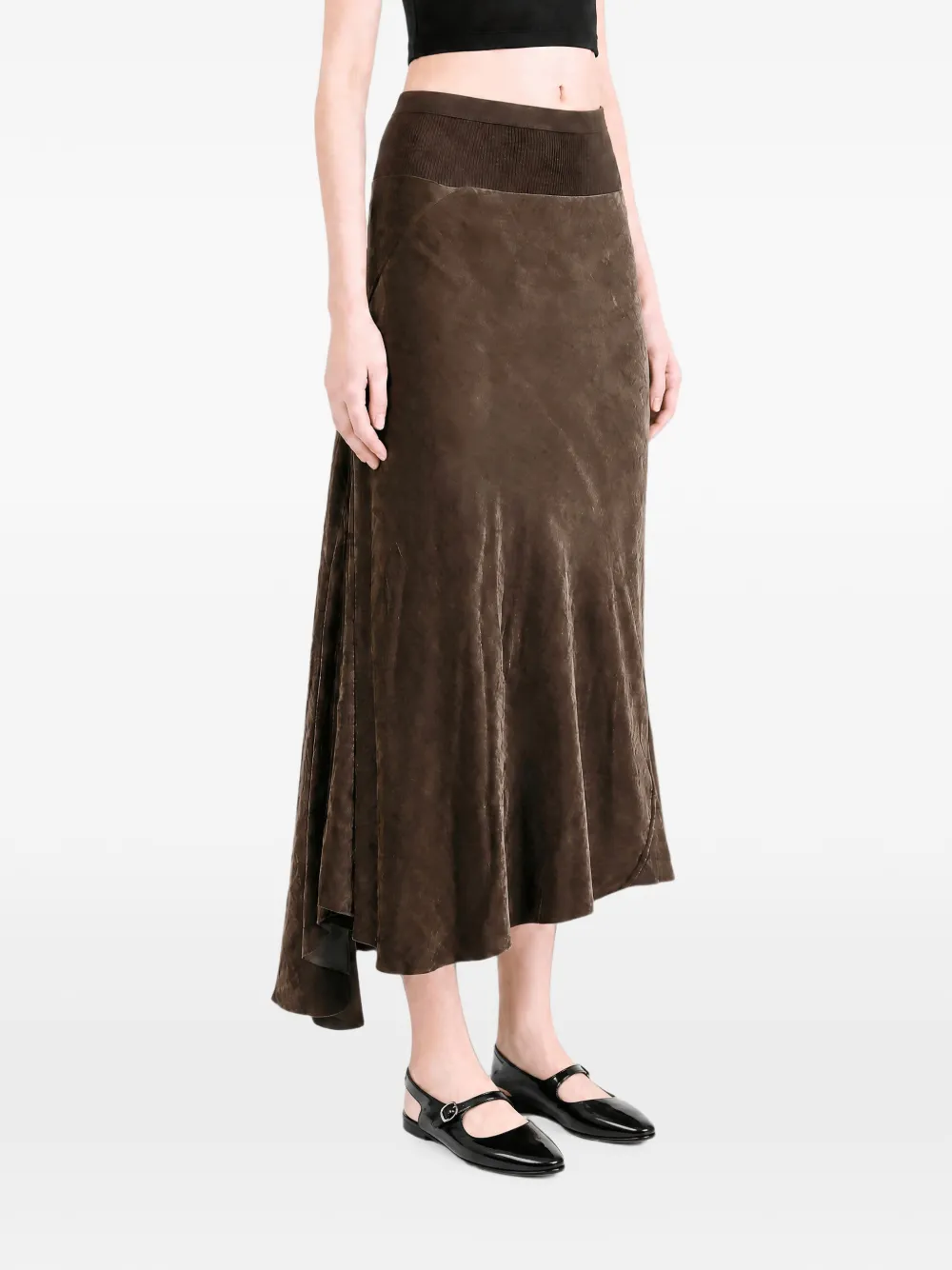 Rick Owens DRKSHDW asymmetric ribbed-waist skirt Bruin