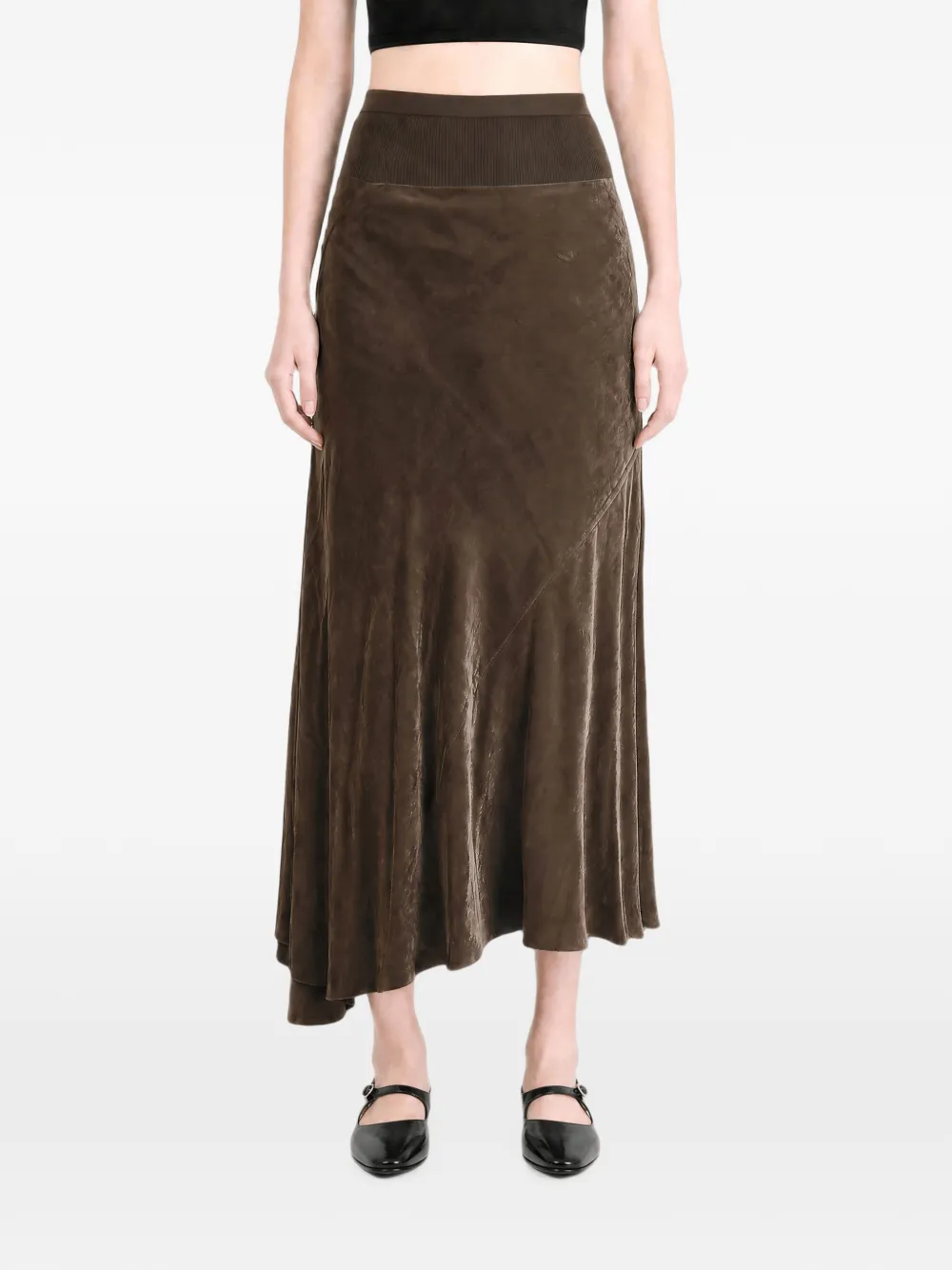 Rick Owens DRKSHDW asymmetric ribbed-waist skirt Bruin