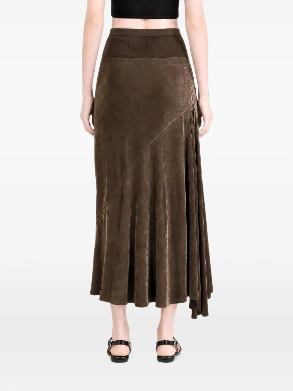 Rick Owens DRKSHDW asymmetric ribbed-waist skirt Bruin