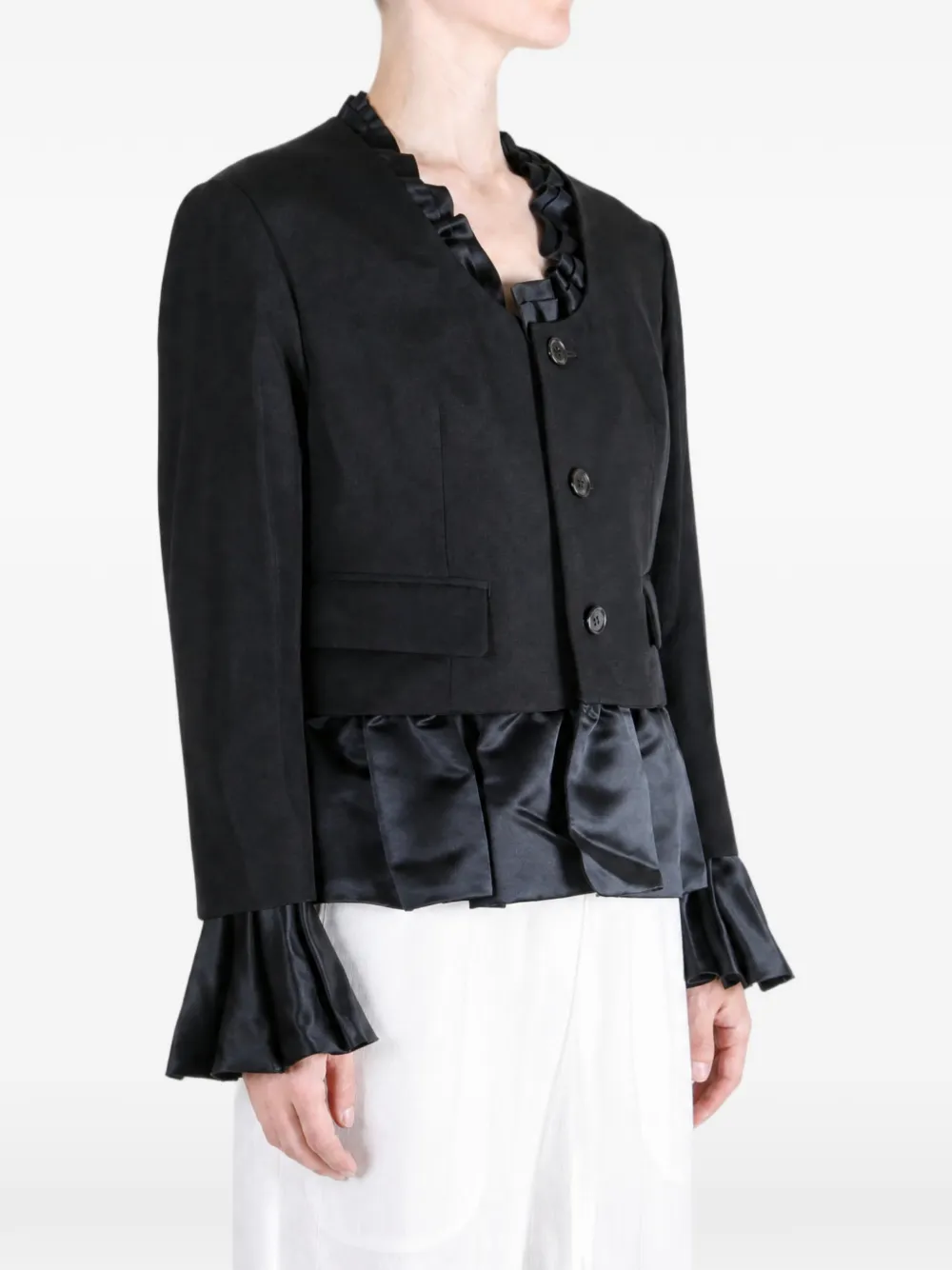 Noir Kei Ninomiya Jack met ruches afwerking Zwart