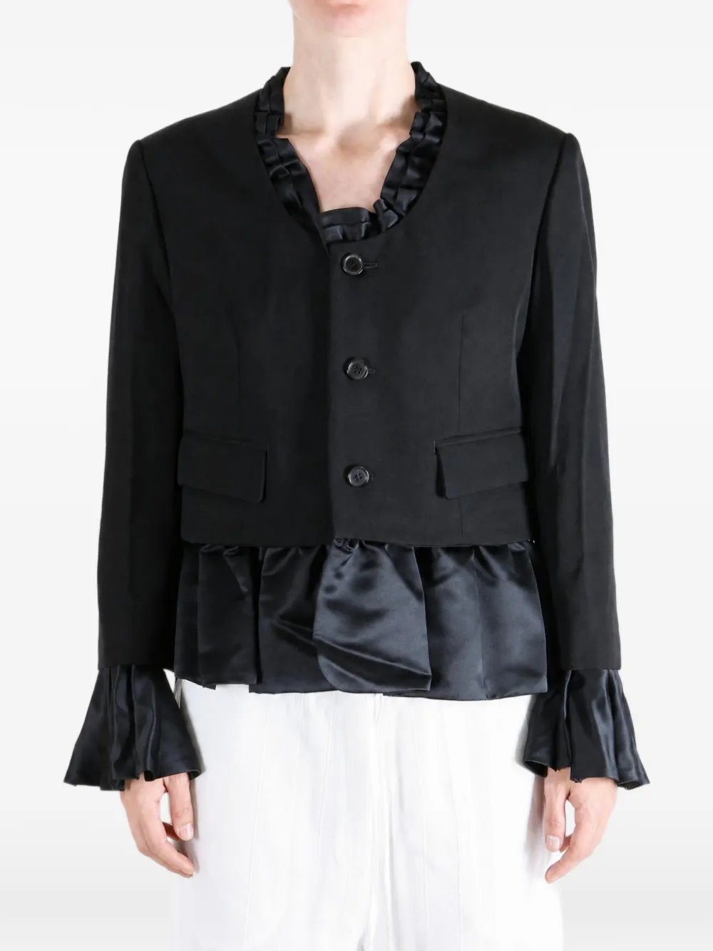 Noir Kei Ninomiya Jack met ruches afwerking Zwart