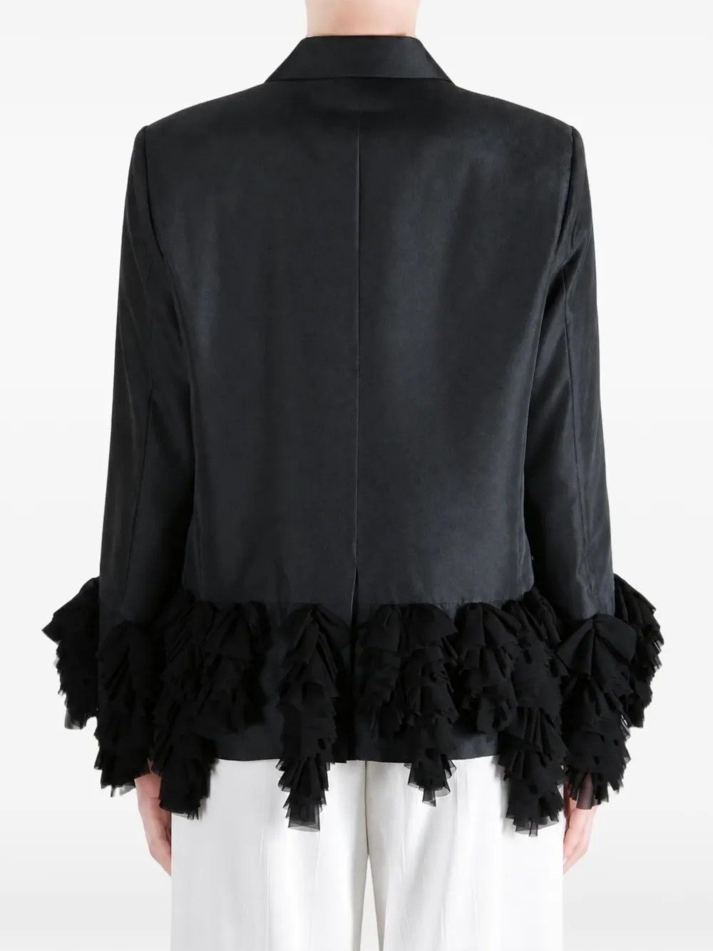Comme Des Garçons ruffled-trim single-breasted jacket Zwart