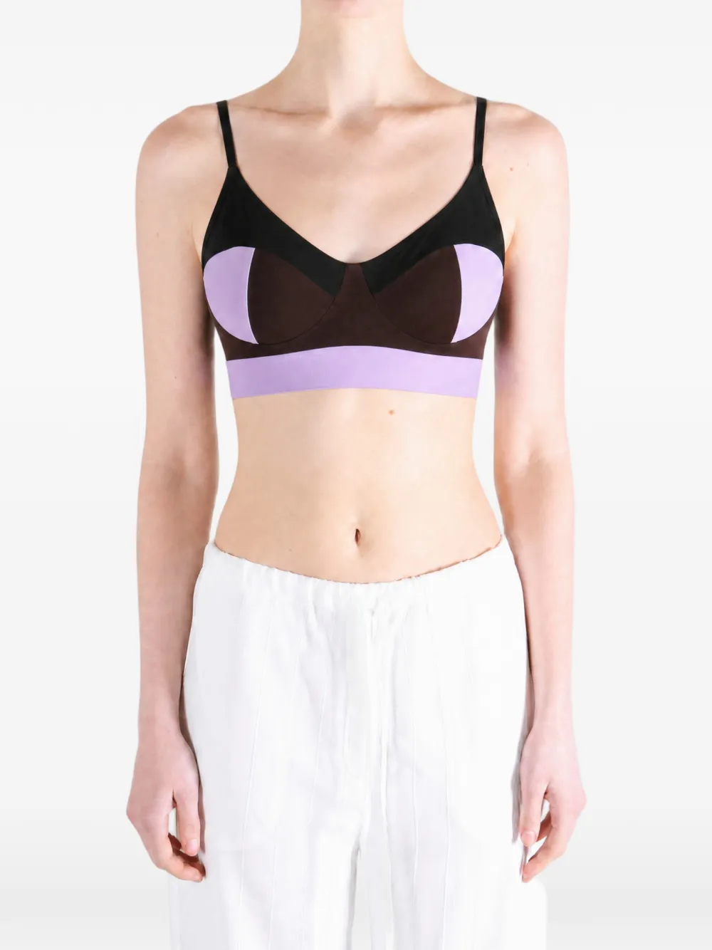 Baserange colour-block triangle bra top