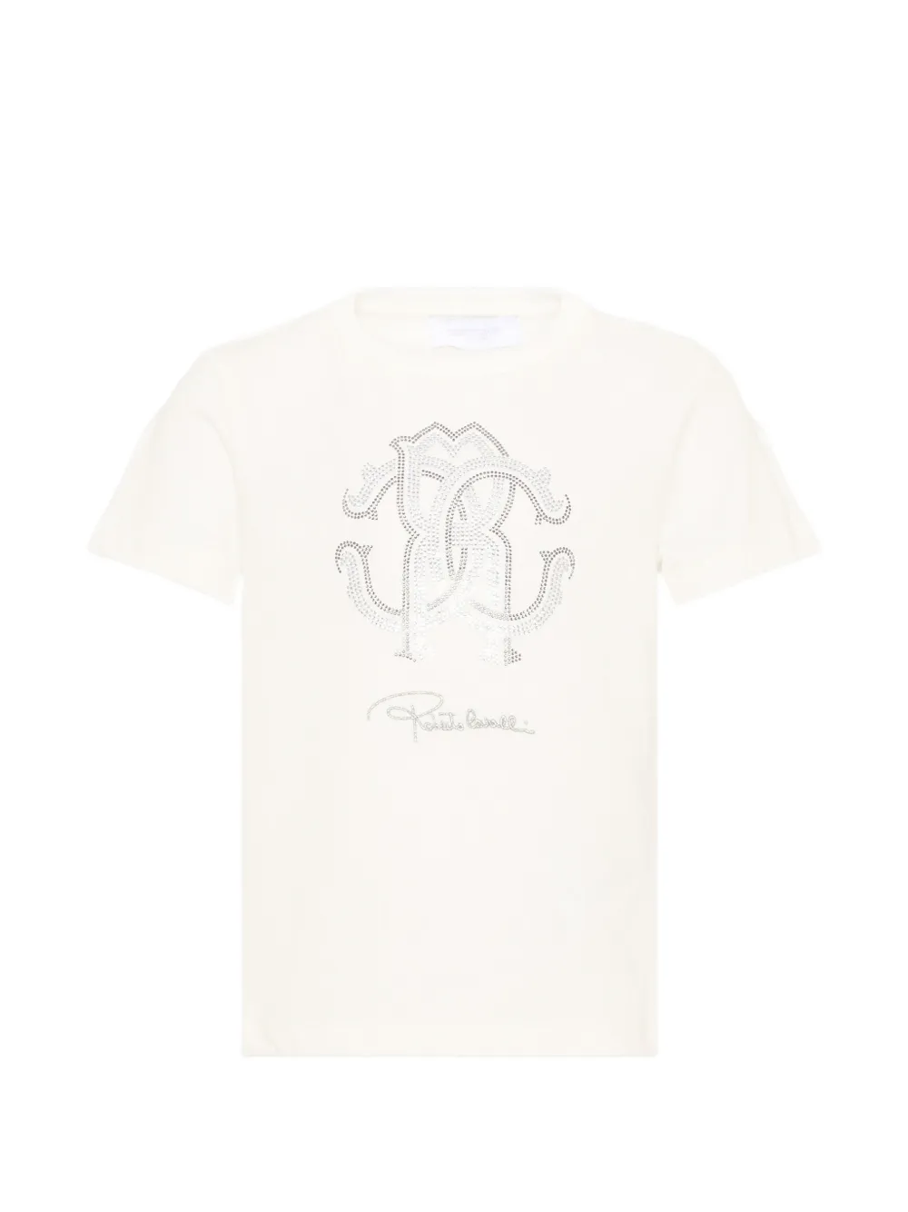 Roberto Cavalli Junior crystal-monogram T-shirt - Toni neutri