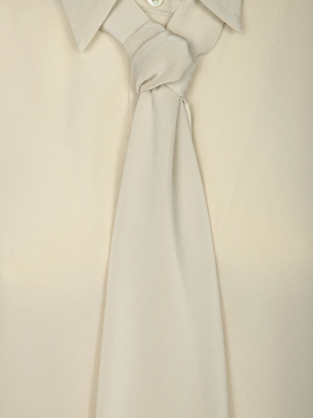 Brunello Cucinelli Zijden overhemd met sjaaldetail Beige