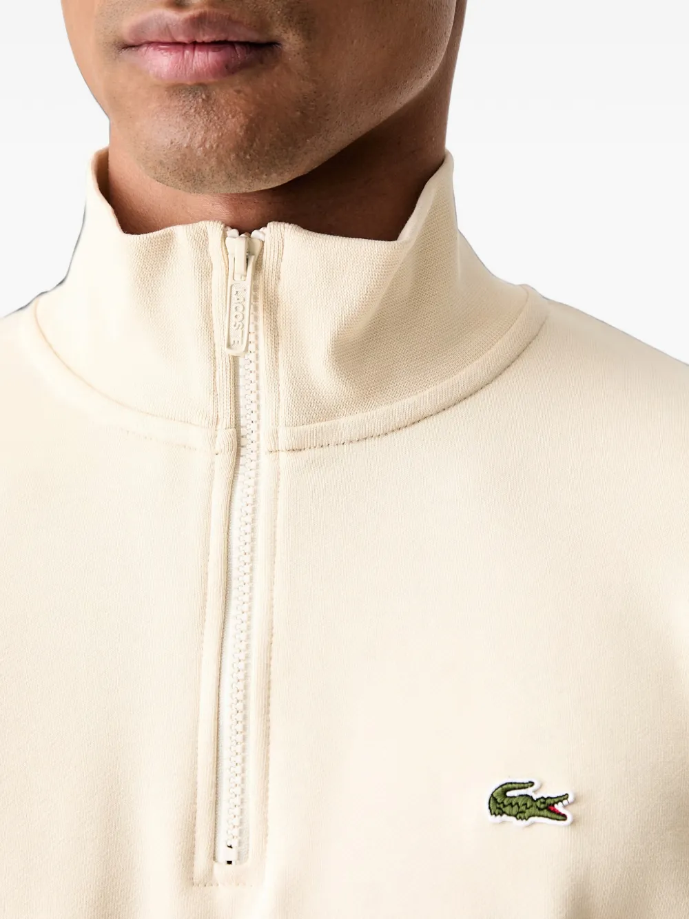 Lacoste Sweater met logopatch en kwartrits Beige