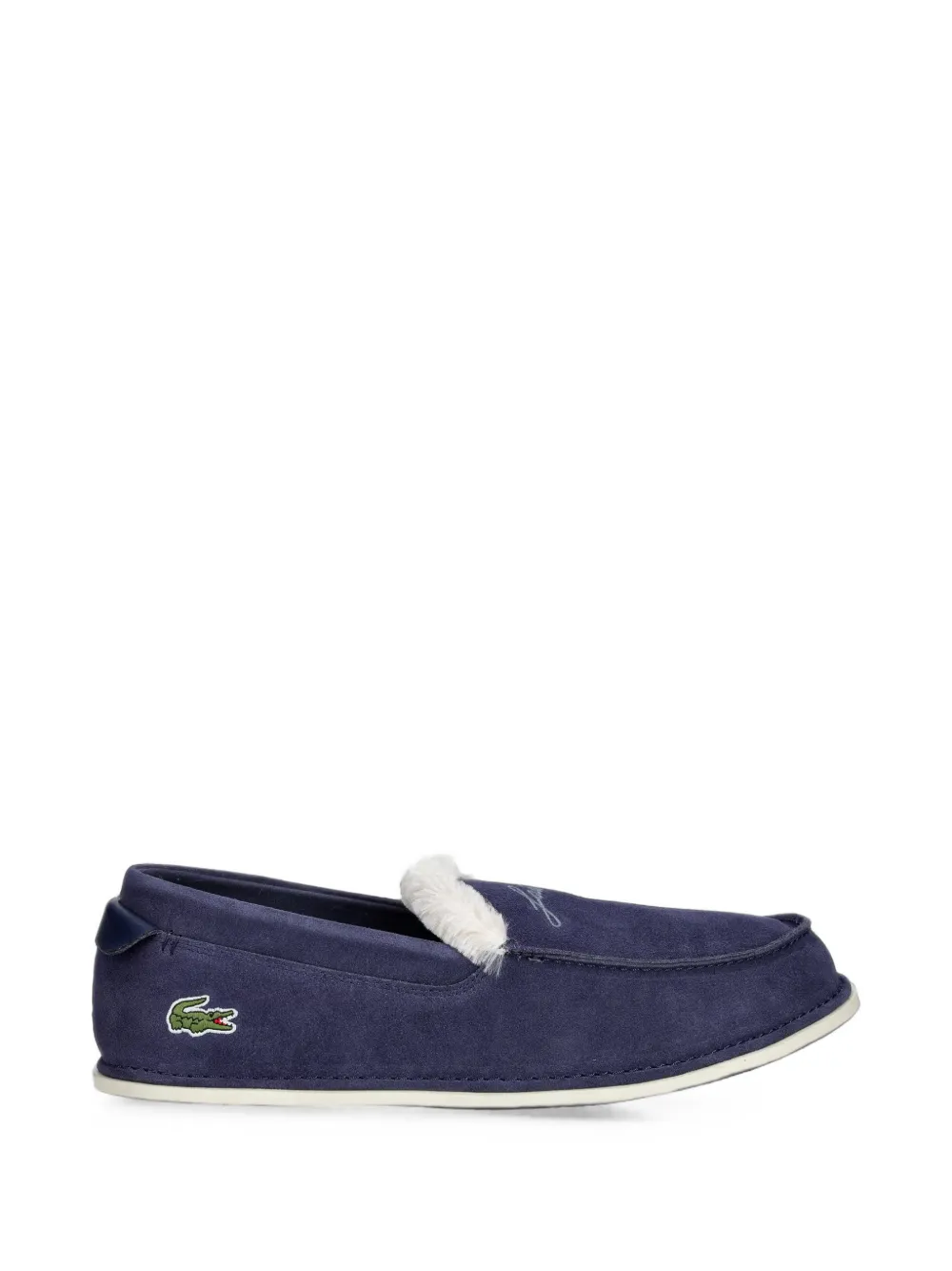 Lacoste Aubrey faux-fur trim loafer-style slippers - Blu