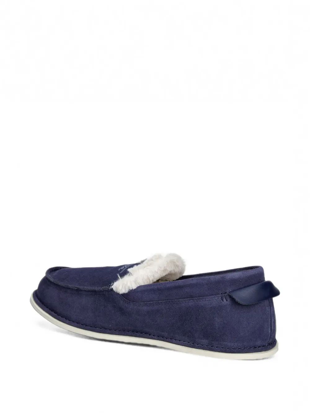 Lacoste Aubrey faux-fur trim loafer-style slippers Blauw