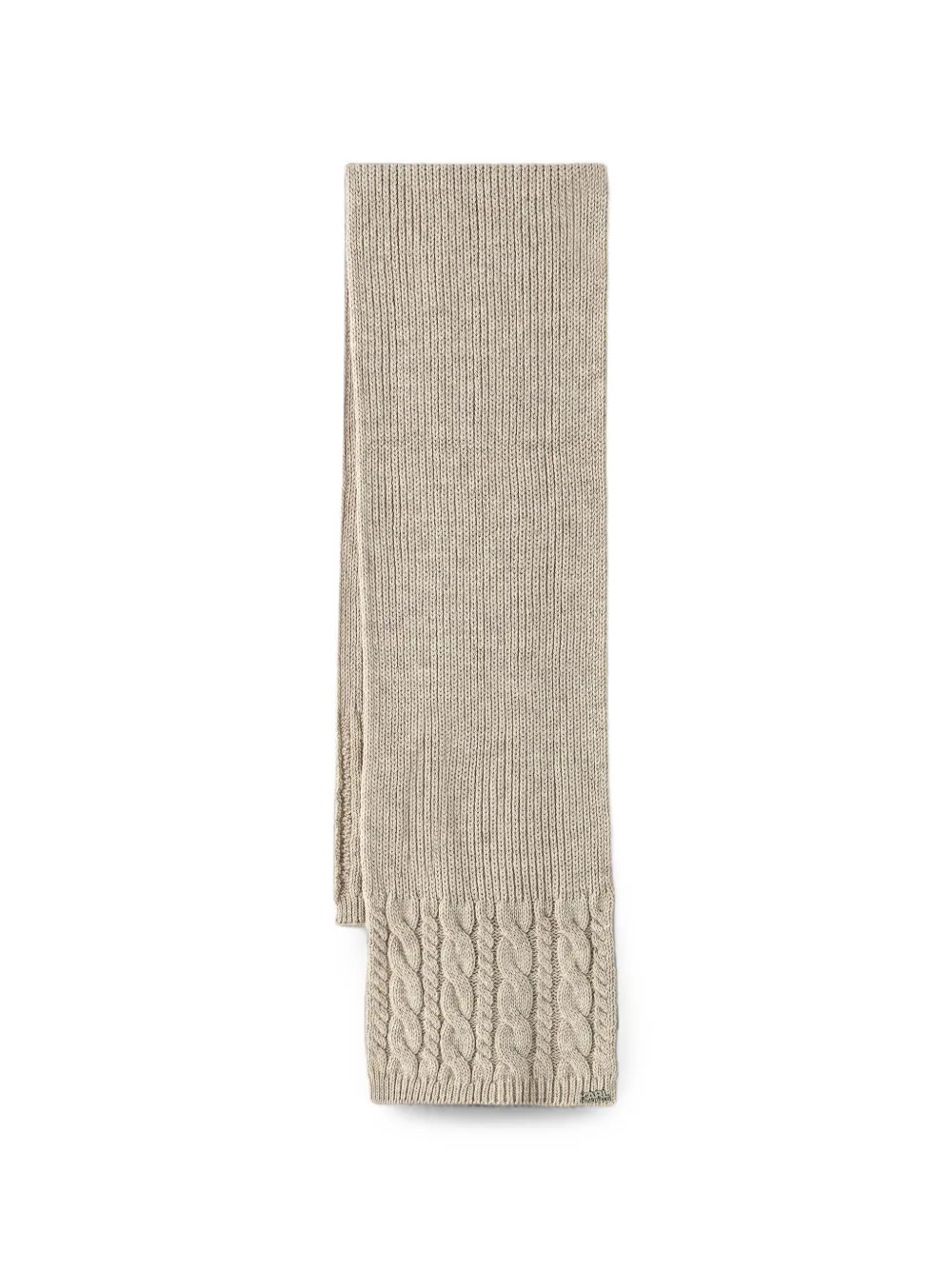 Karl Lagerfeld Kabelgebreide muts en sjaal met logo-plakkaat Beige