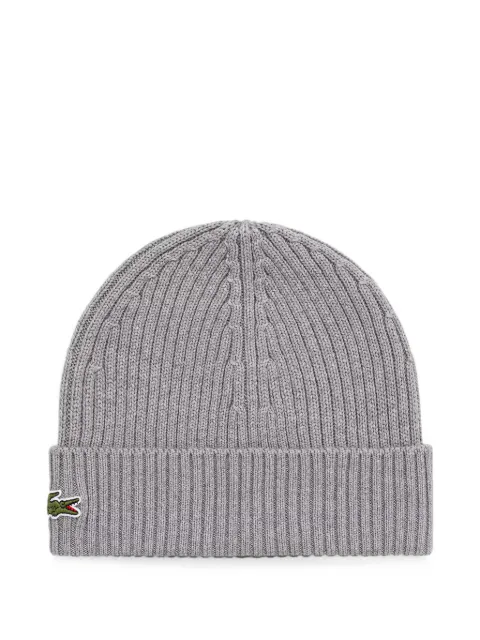 Lacoste rib knit brushed wool beanie