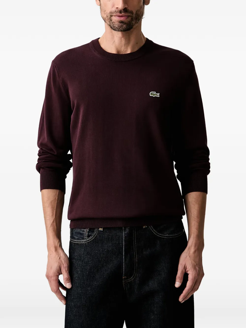 Lacoste logo-patch crew-neck sweater