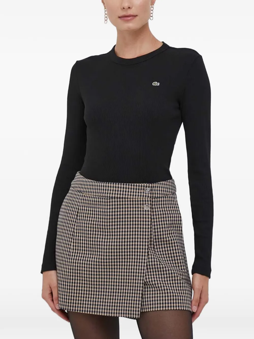 Lacoste T-shirt slim fit in cotone a coste - Nero