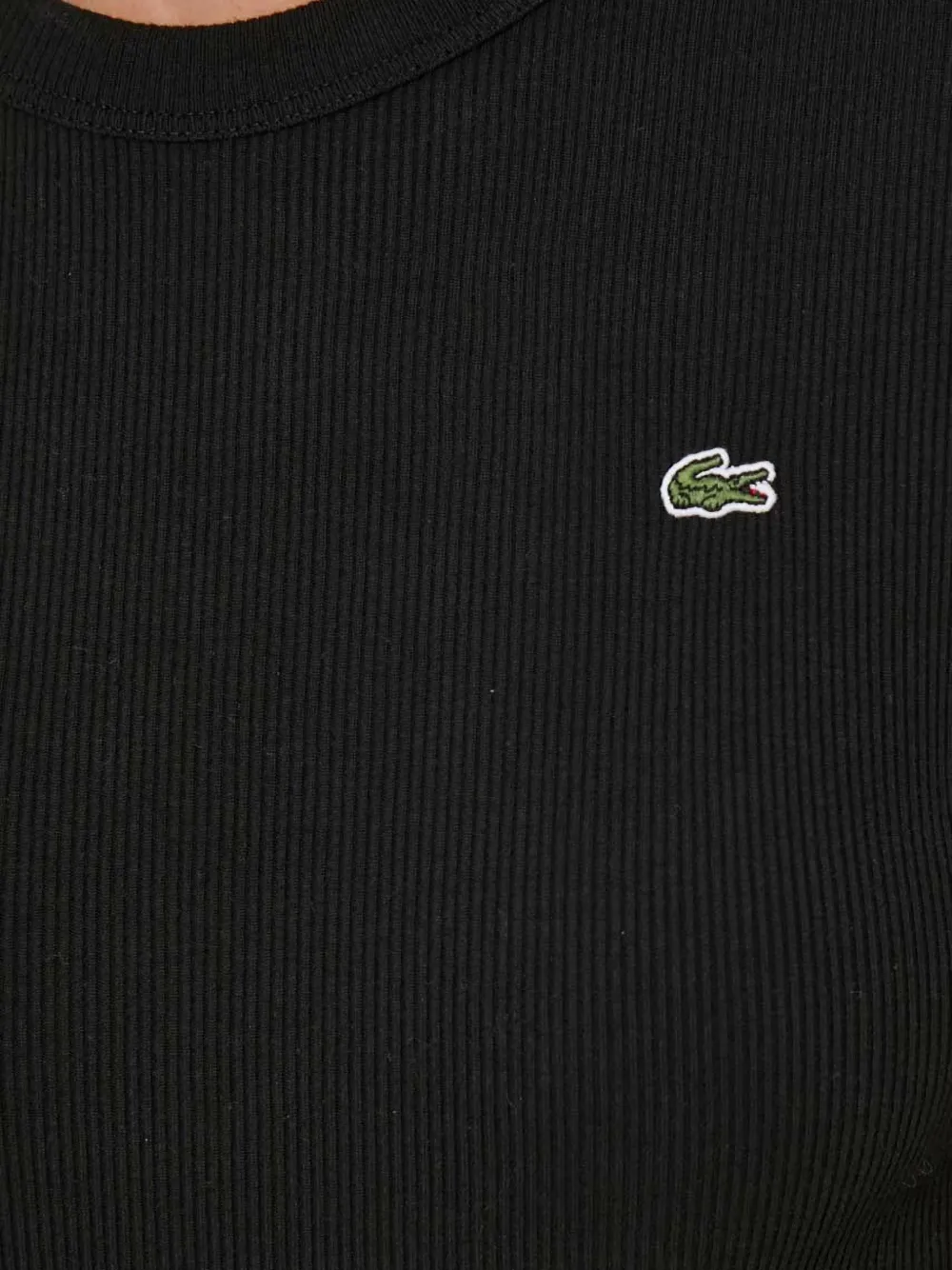 Lacoste Slim-fit geribbeld katoenen T-shirt Zwart
