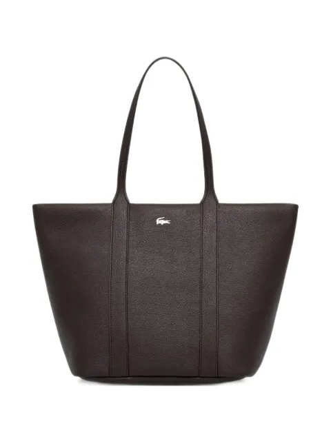 Lacoste logo-plaque grained-textured tote bag