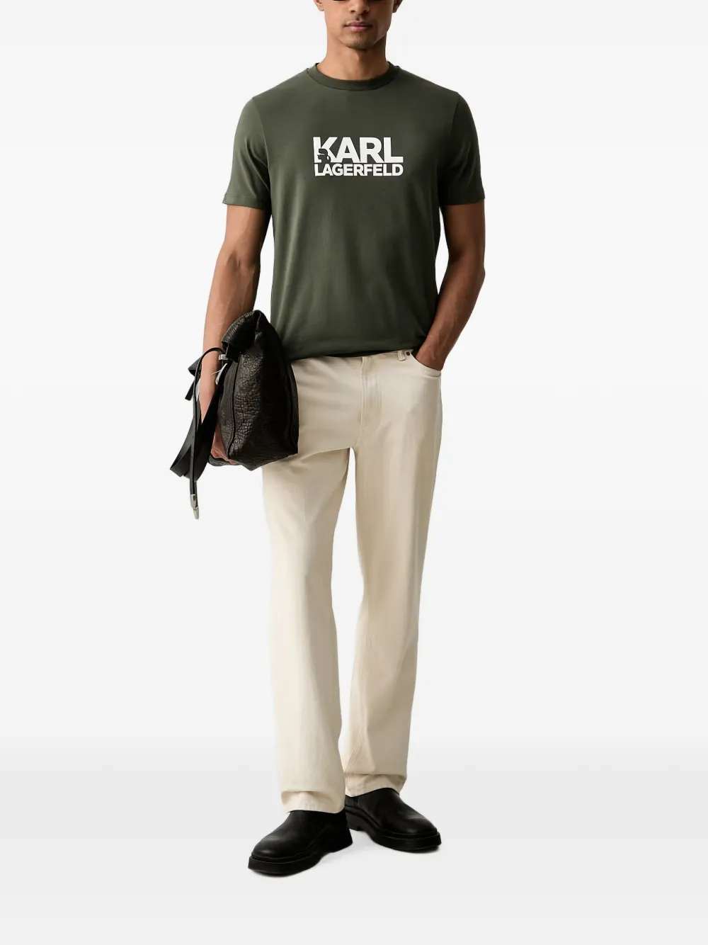 Karl Lagerfeld T-shirt met logoprint Groen
