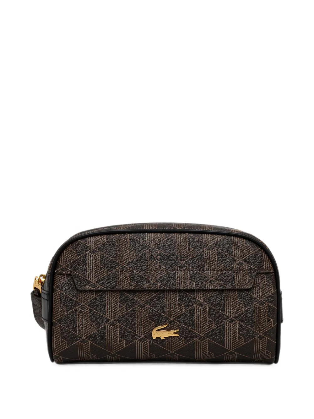 Lacoste The Blend monogram-print make up bag - Marrone