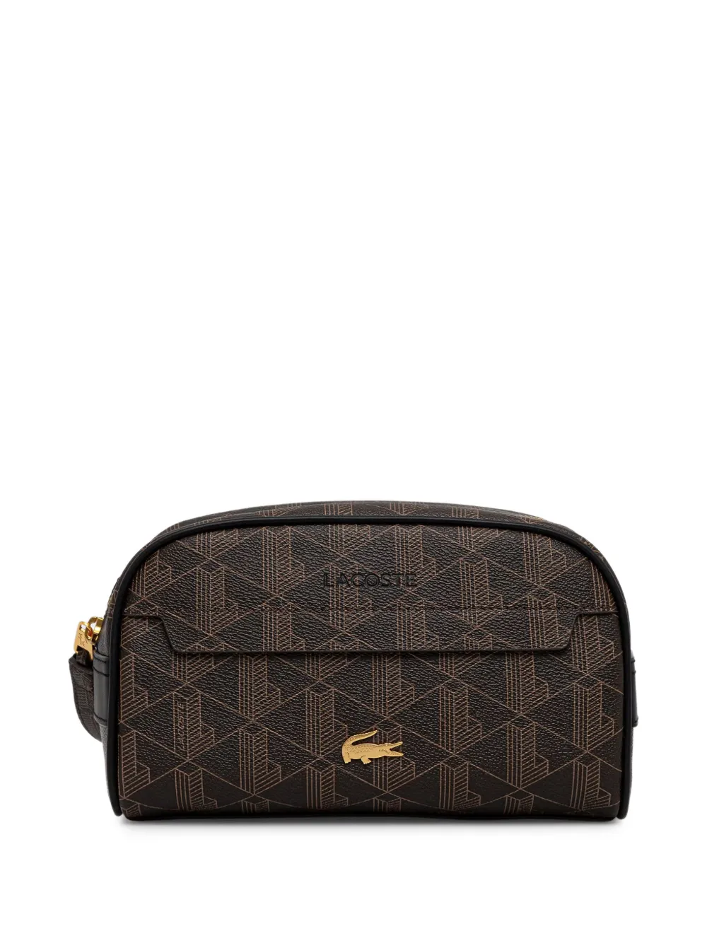 Lacoste The Blend monogram-print make up bag - Marrone
