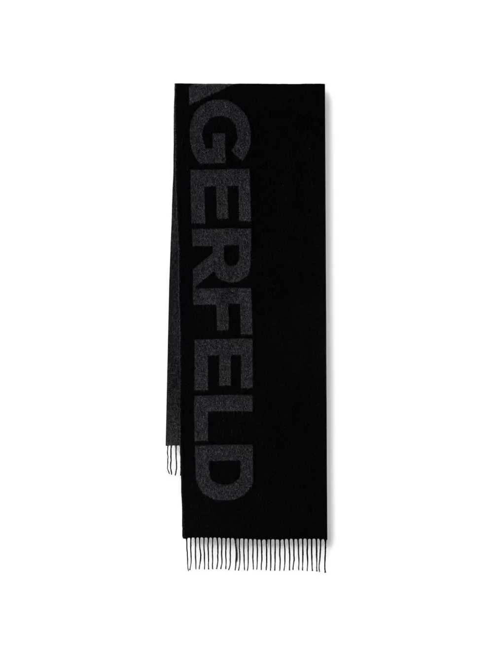 Karl Lagerfeld logo-intarsia fringed scarf