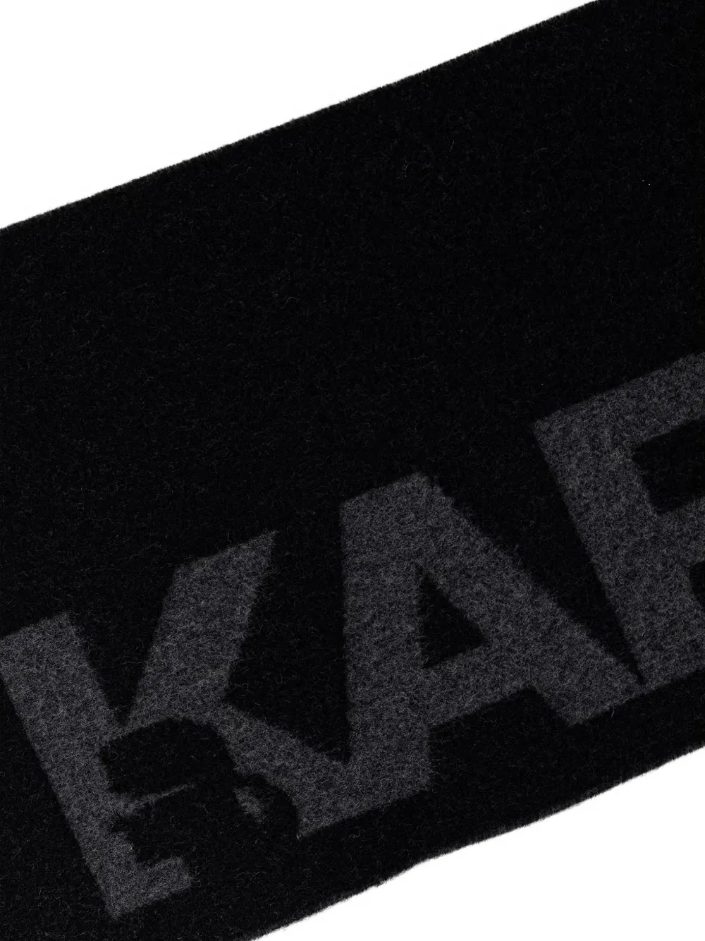 Karl Lagerfeld logo-intarsia fringed scarf Zwart