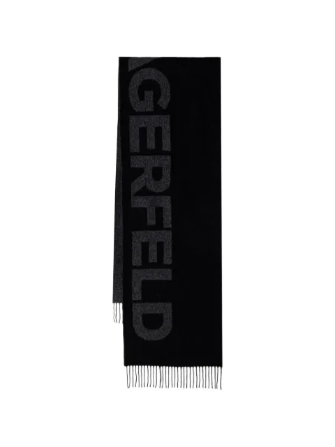 Karl Lagerfeld logo-intarsia fringed scarf