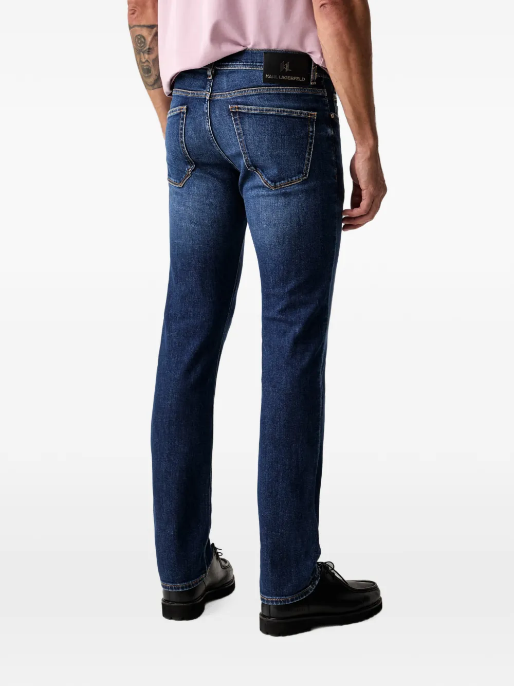 Karl Lagerfeld faded slim-fit jeans Blauw