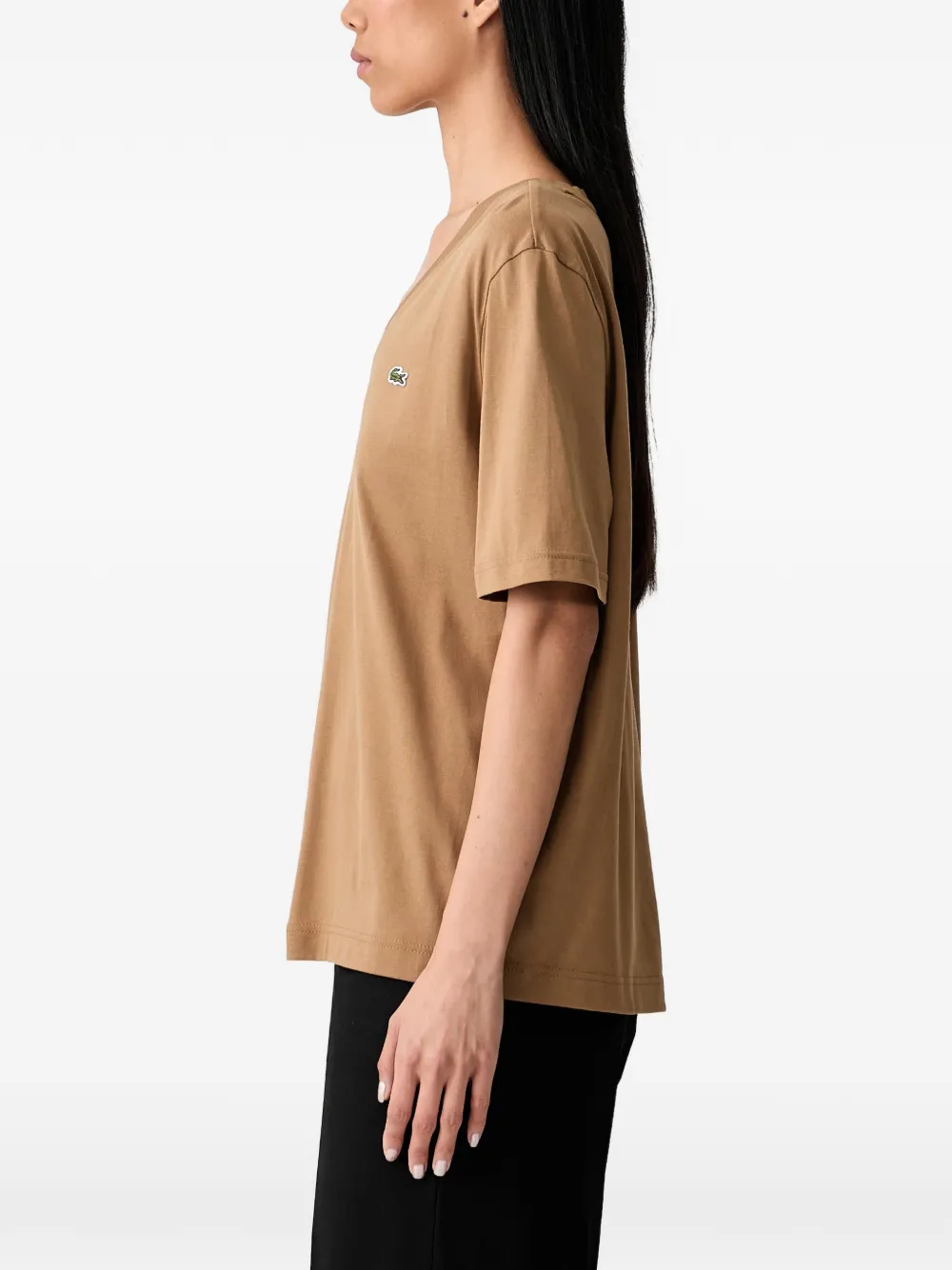 Lacoste T-shirt met logopatch Bruin