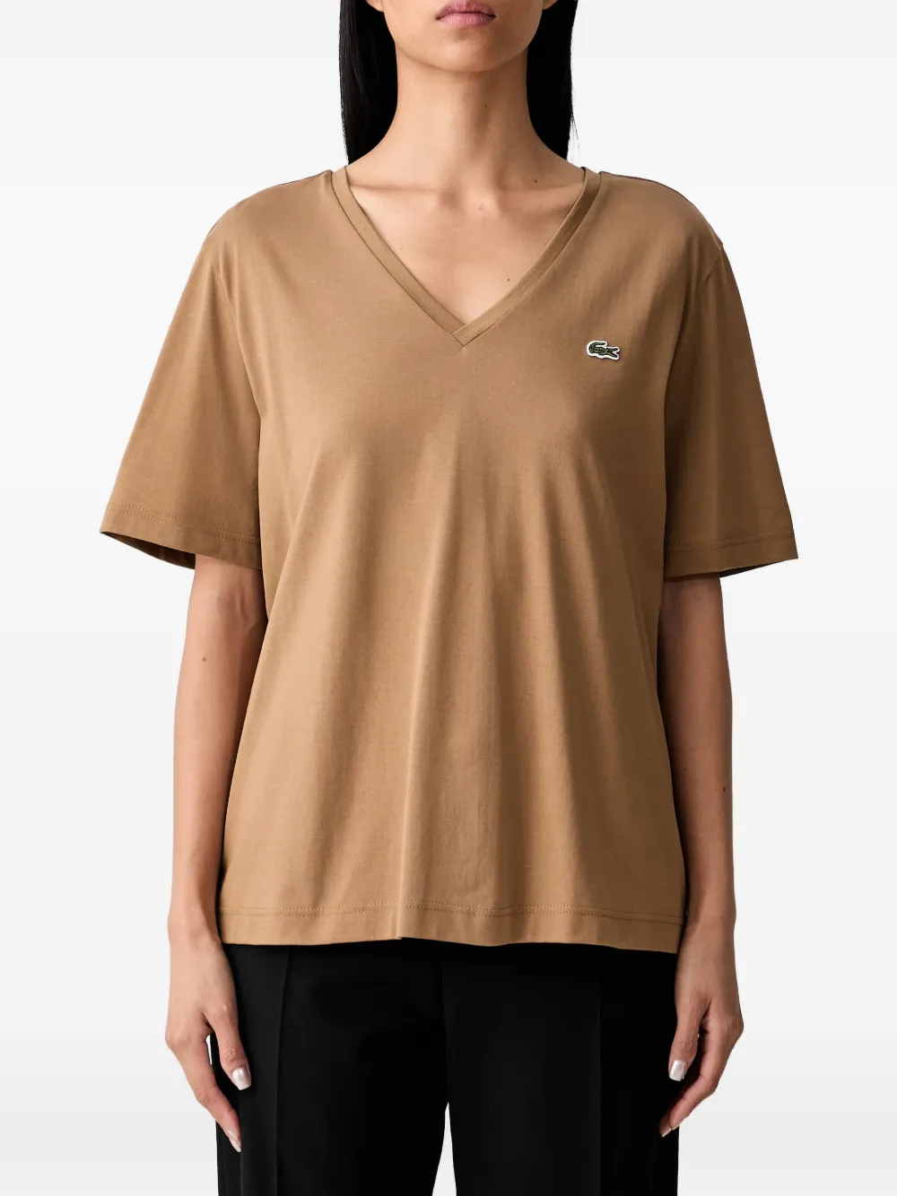 Lacoste T-shirt met logopatch Bruin