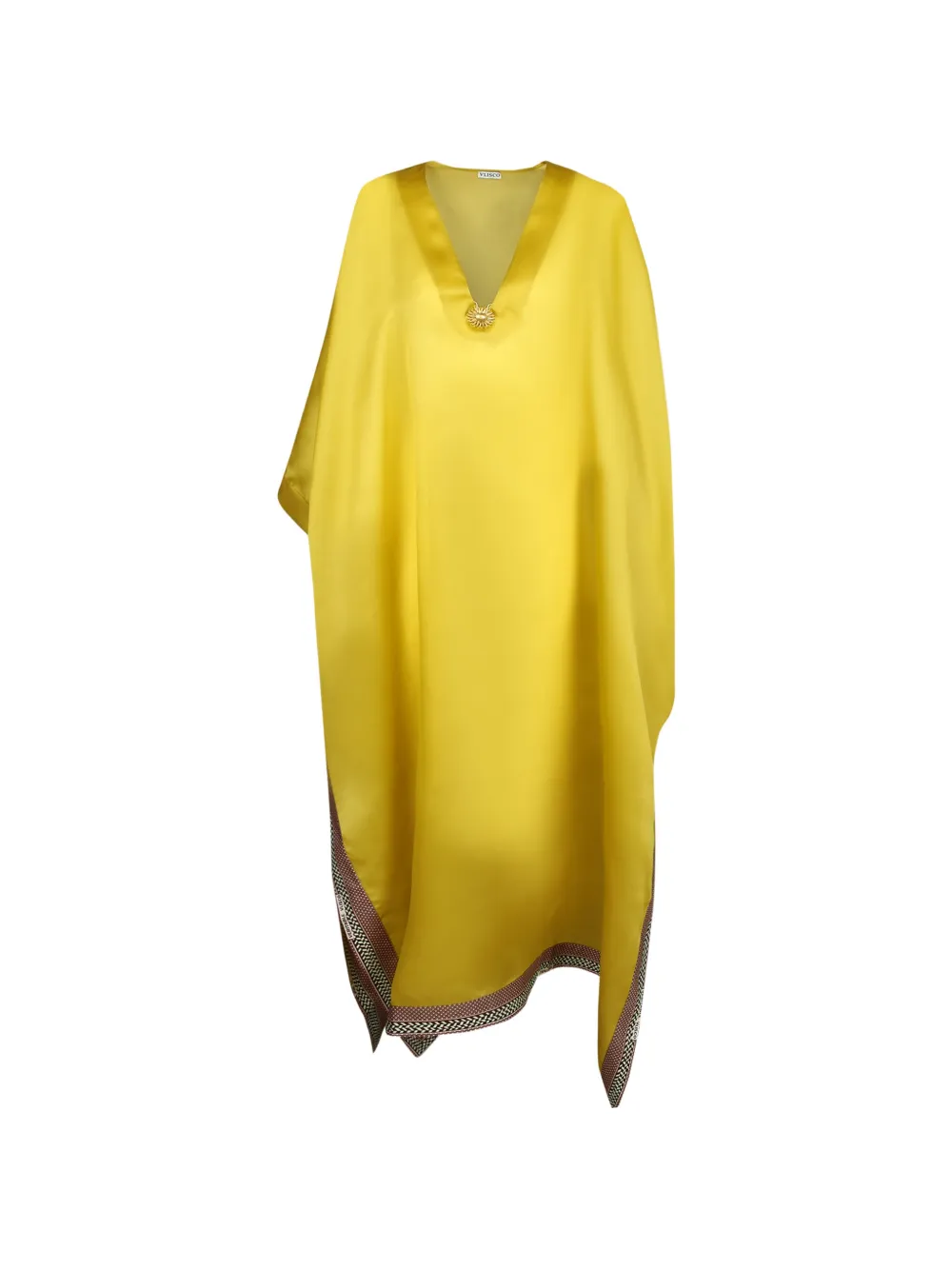 Vlisco Dialogues Energetic sun-motif V-neck maxi dress - Giallo