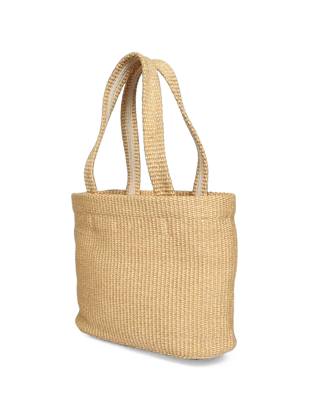 Jimmy Choo Shopper van geweven raffia met geborduurd logo Beige
