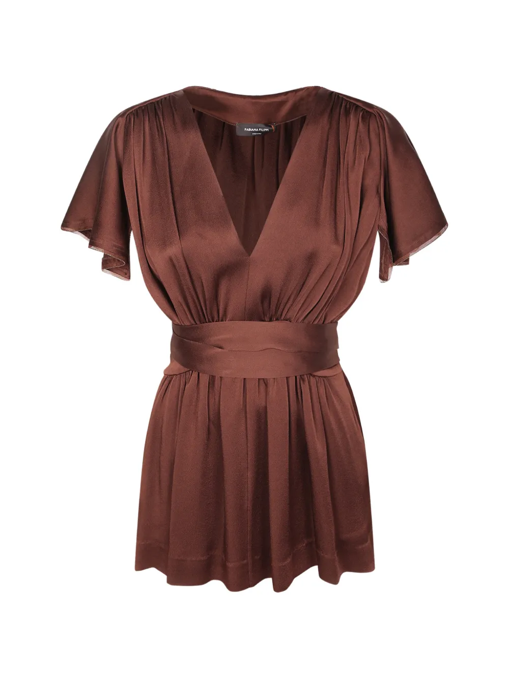 Fabiana Filippi V-neck pleated top - Marrone