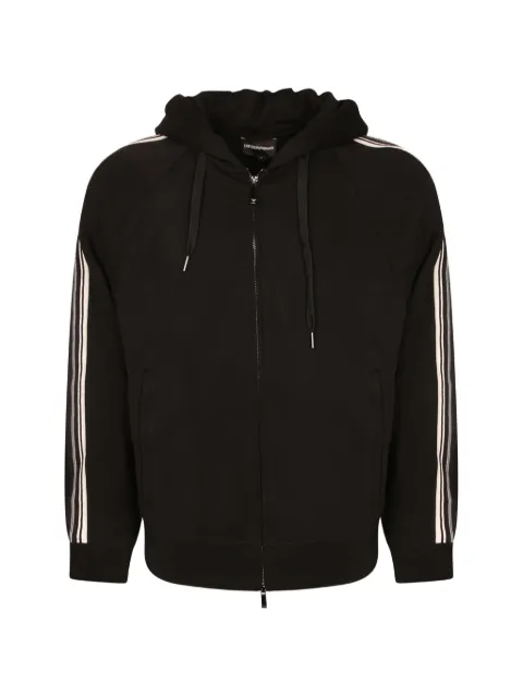 Emporio Armani stripe-detail zip-up hoodie