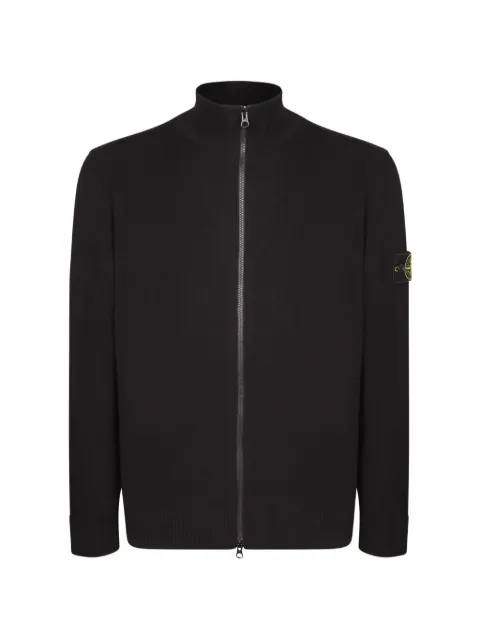 Stone Island logo-patch zip-up wool sweater