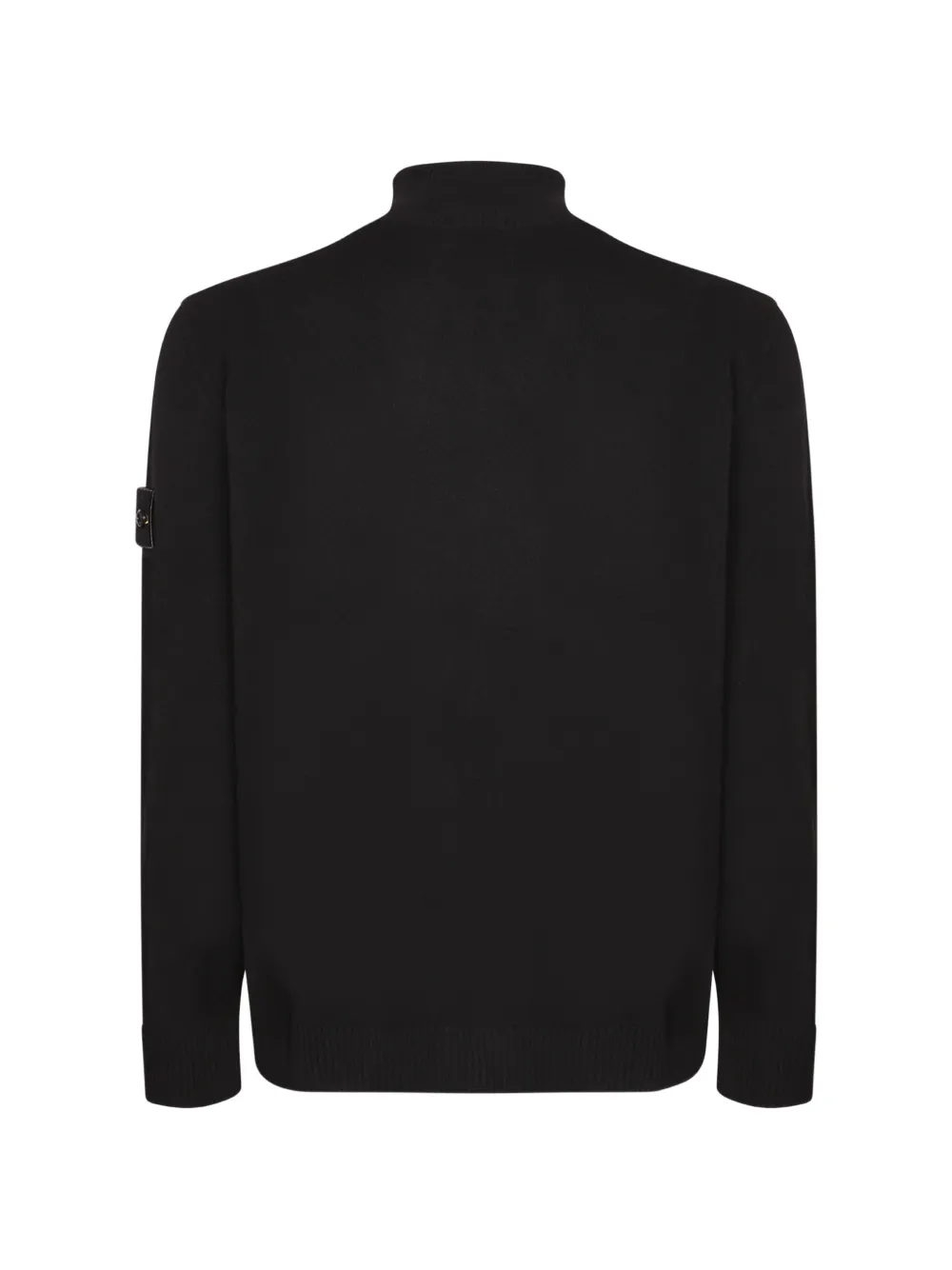 Stone Island Wollen trui met logo-patch en rits Zwart