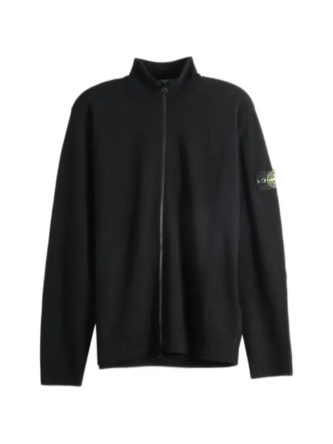 Stone Island logo-patch zip-up wool sweater